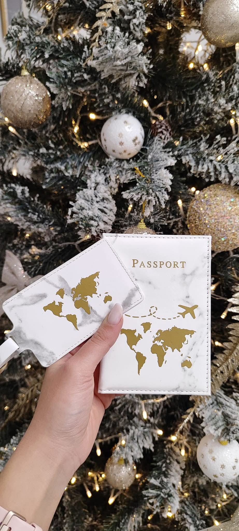 Portapassaporto e Tag Valigia Marble