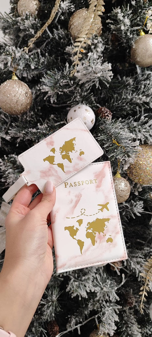 Portapassaporto e Tag Valigia Marble