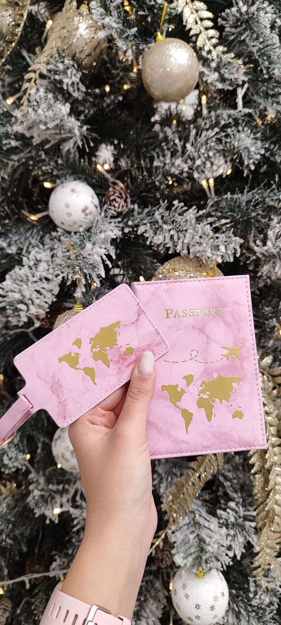 Portapassaporto e Tag Valigia Marble