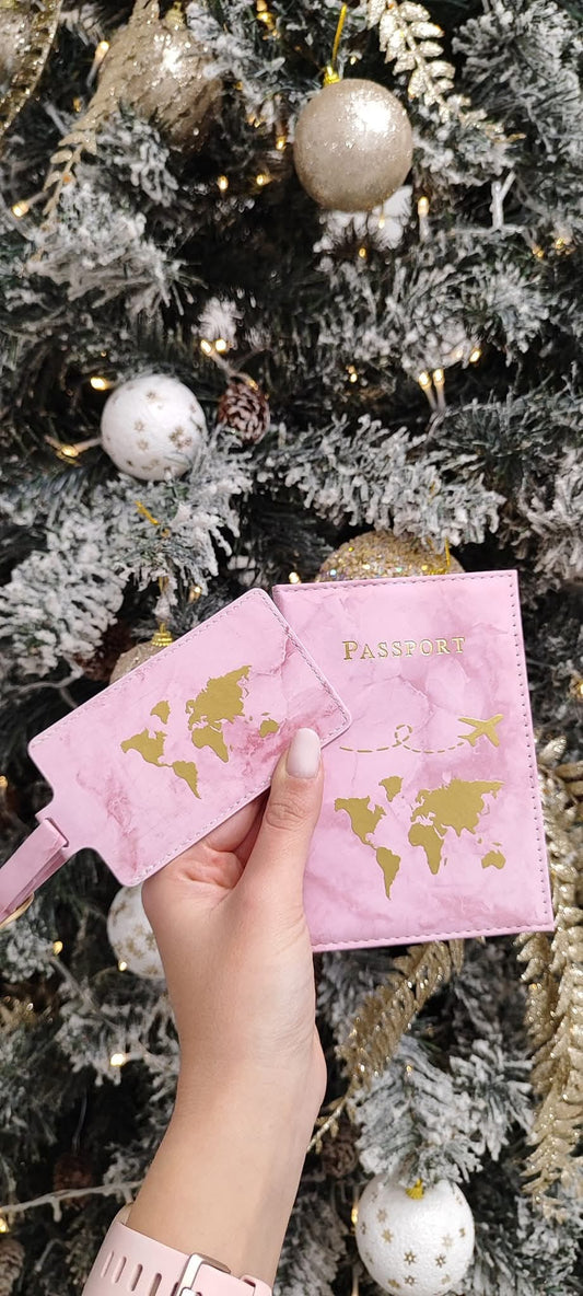 Portapassaporto e Tag Valigia Marble