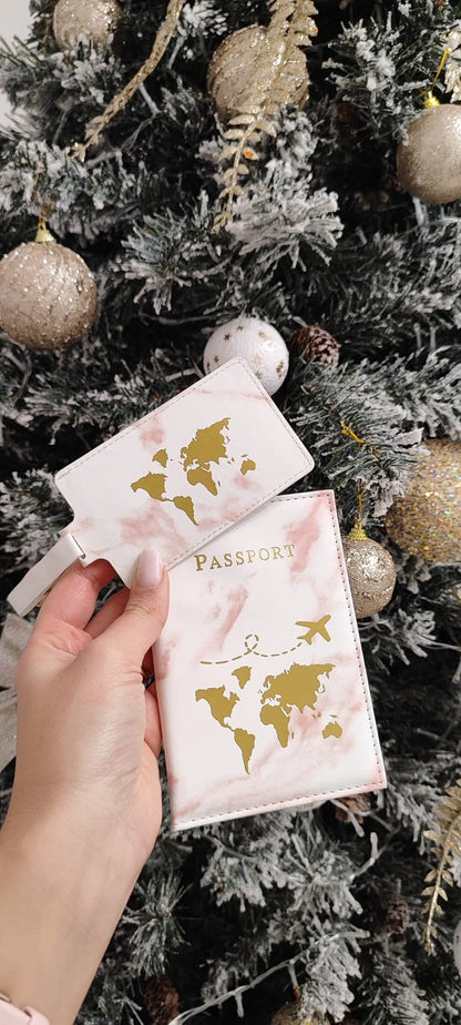 Portapassaporto e Tag Valigia Marble